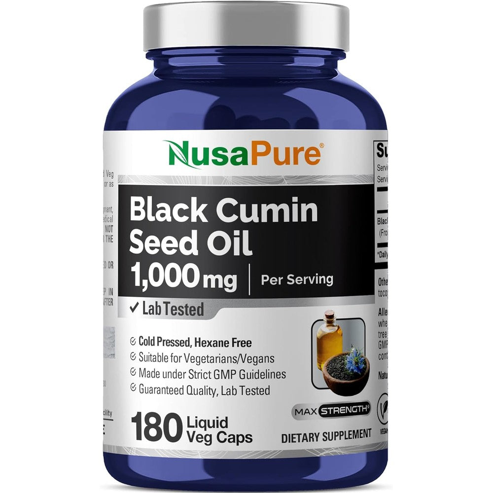 NusaPure Black Seed Oil 1000mg front bottle view