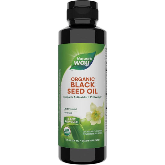 Nature's Way Organic Black Seed Oil 8 Fluid Ounce front view bottle for antioxidant support.
