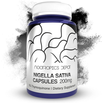 Nootropics Depot Nigella Sativa Extract 200 milligrams front view bottle for cognitive wellness