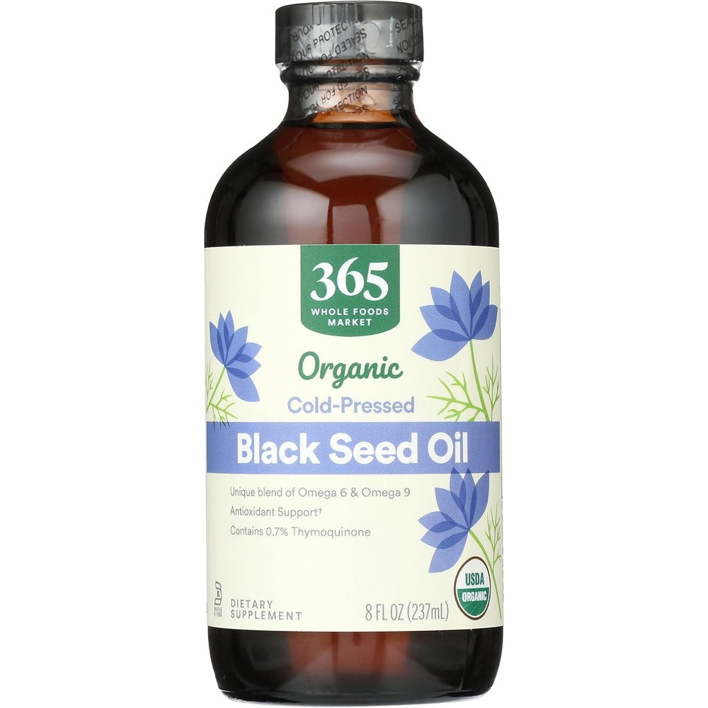 Whole Foods Market Organic Black Seed Oil front view bottle
