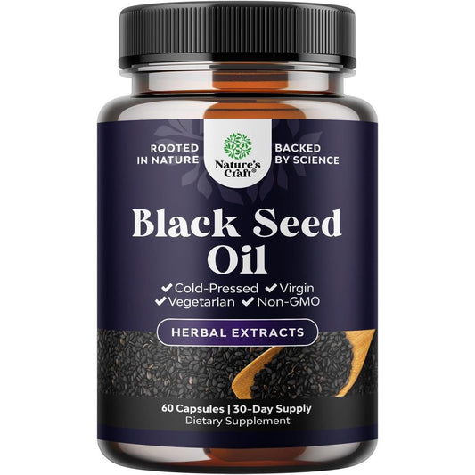 Natures Craft Vegan Black Seed Oil 60 capsules front view bottle packaging