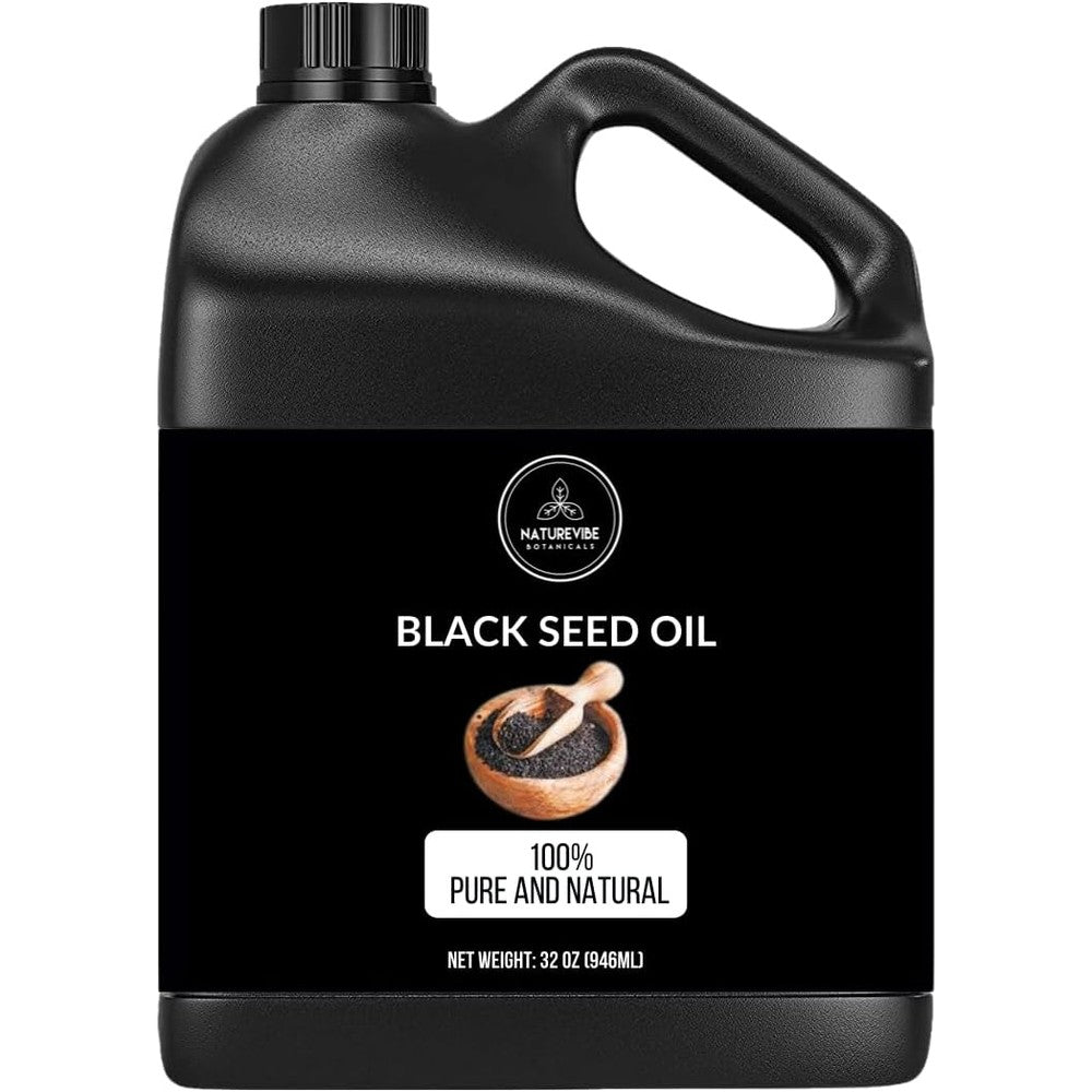 Naturevibe Botanicals black cumin seed oil front view bottle