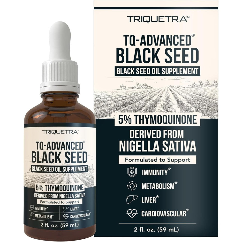 Triquetra Health Black Seed Oil front view bottle for advanced immune support.