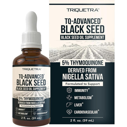 Triquetra Health Black Seed Oil front view bottle for advanced immune support.
