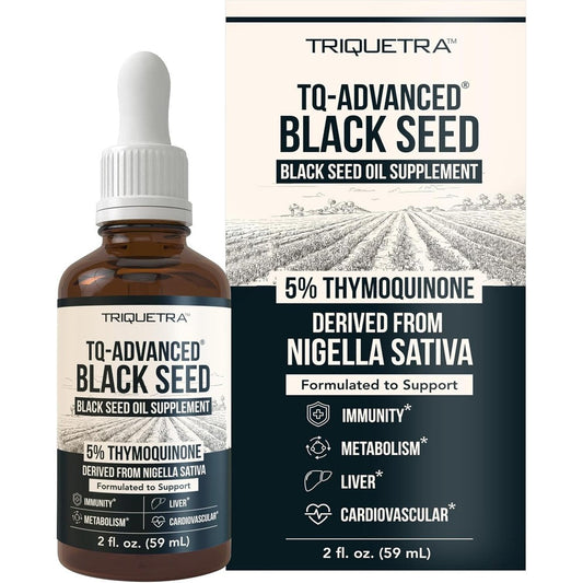 Triquetra Health Black Seed Oil front view bottle for advanced immune support.