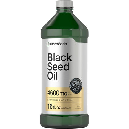 Horbaach Black Seed Oil Liquid 16 Ounce bottle front view authentic dietary supplement