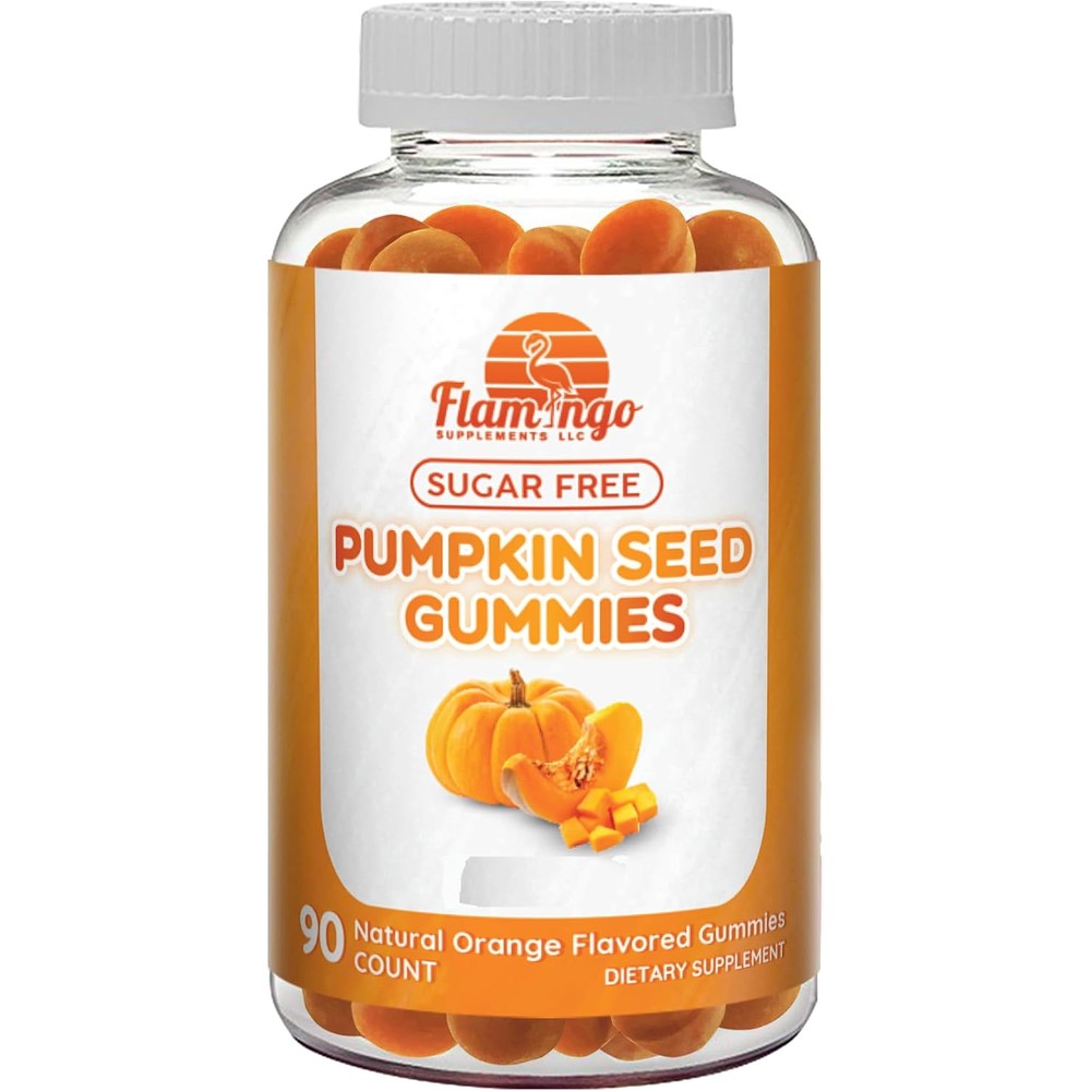Flamingo Supplements Pumpkin Seed Oil Gummies front view bottle for hair growth
