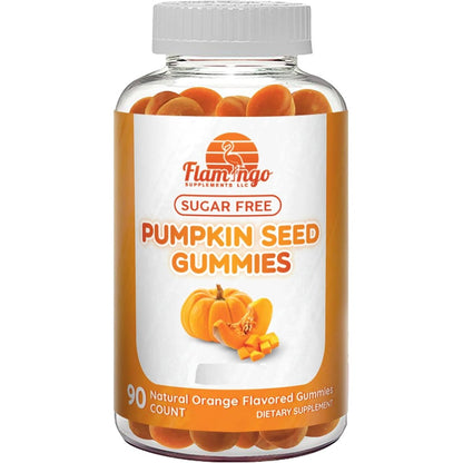 Flamingo Supplements Pumpkin Seed Oil Gummies front view bottle for hair growth