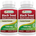 Best Naturals black seed oil front view of two bottles with dietary supplement softgels