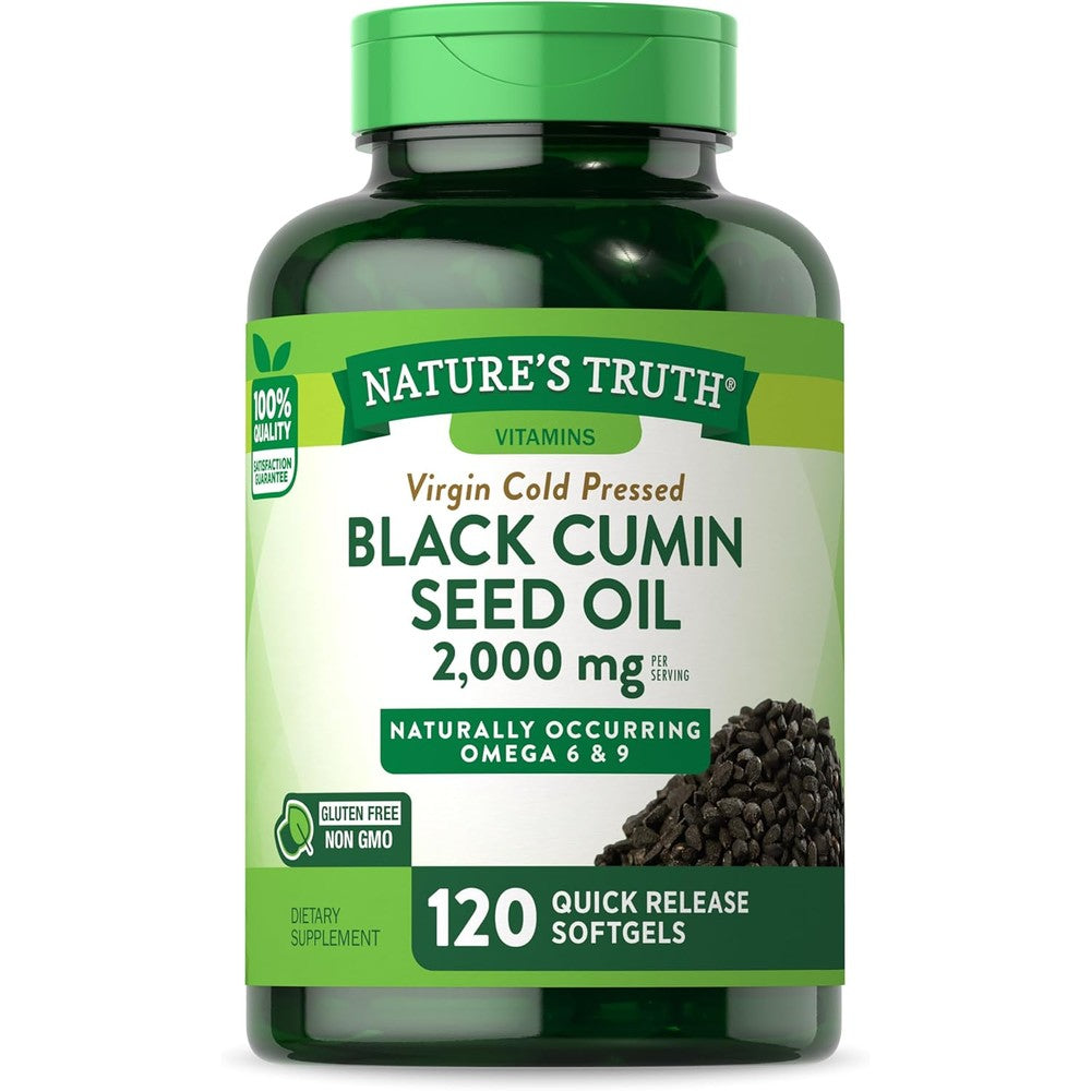 Nature's Truth Black Seed Oil 120 softgels bottle front view