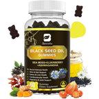 B Beworths Black Seed Oil Gummies front view bottle packaging