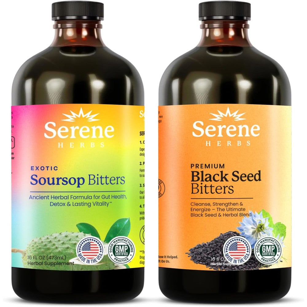 Serene Herbs Soursop and Black Seed Bitters Bundle two bottle front view package