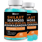 Weevit Shilajit Sea Moss Ashwagandha Gummies front view bottle
