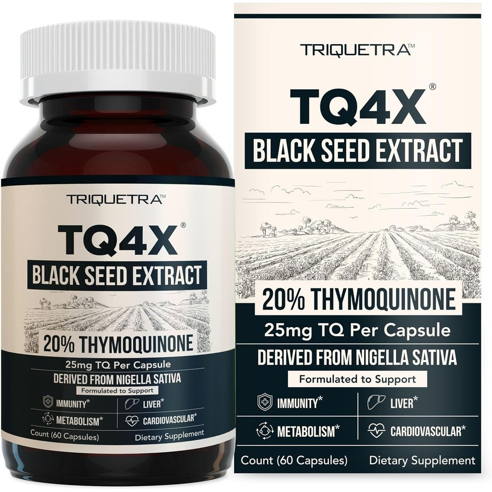 Triquetra Health TQ-Advanced 4X black seed extract capsules bottle front view