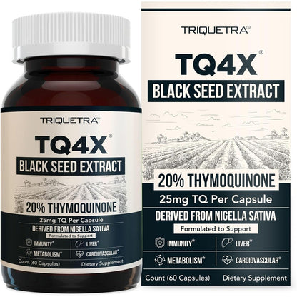Triquetra Health TQ-Advanced 4X black seed extract capsules front view bottle