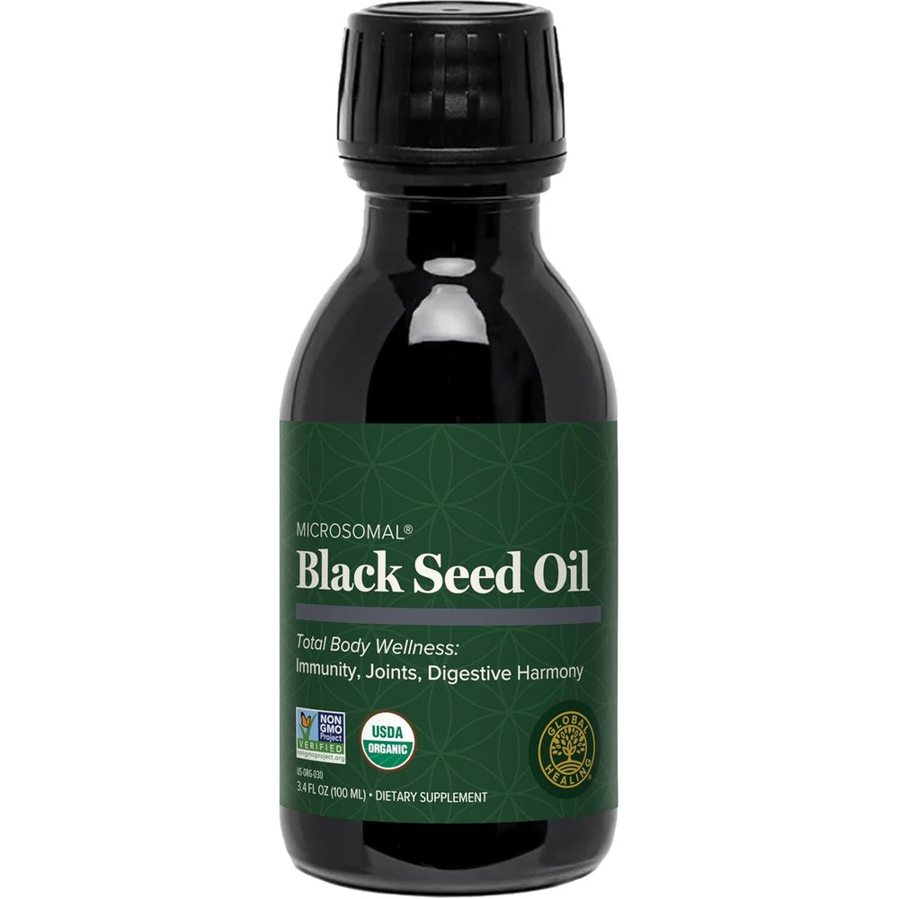 Global Healing black seed oil front view bottle product image
