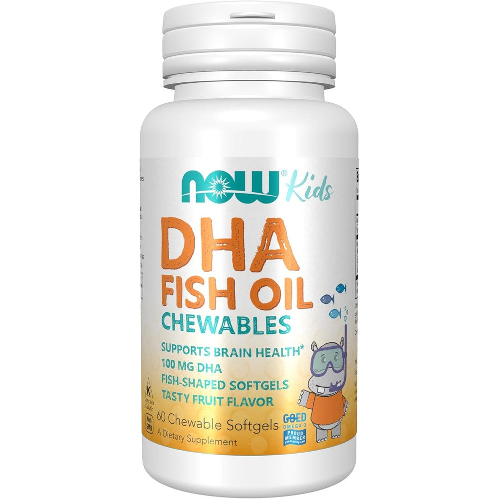 Now Foods Kids DHA chewable softgels front view bottle packaging