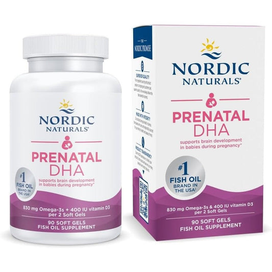 Nordic Naturals Prenatal DHA supplement front view bottle for pregnancy support