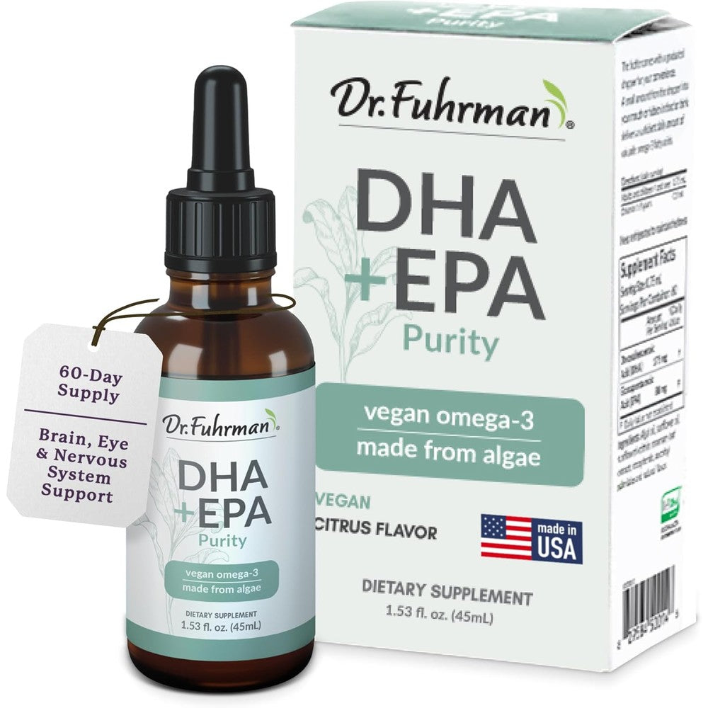 Dr. Fuhrman Vegan Omega 3 liquid supplement front view bottle