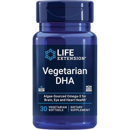 Life Extension Vegetarian DHA 30 softgels bottle front view