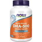 Now Foods DHA 500 Double Strength Softgels front view bottle package