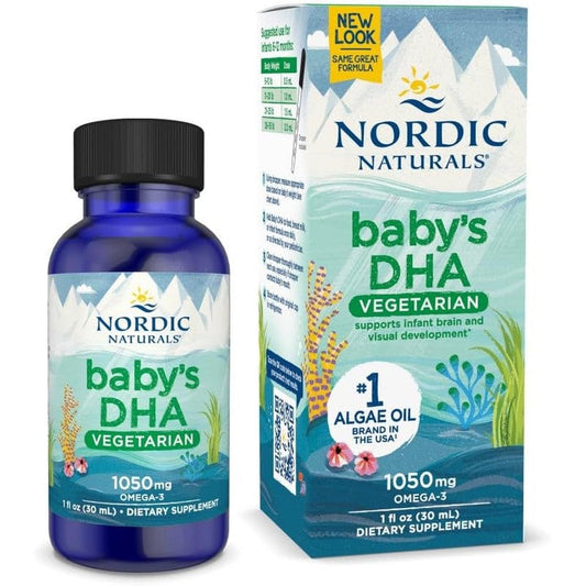 Nordic Naturals Baby's DHA Vegetarian Drops front view authentic plant based omega 3 supplement
