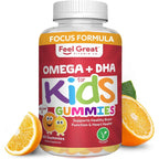 Feel Great 365 Kids Complete Omega Gummy Vitamins front bottle view