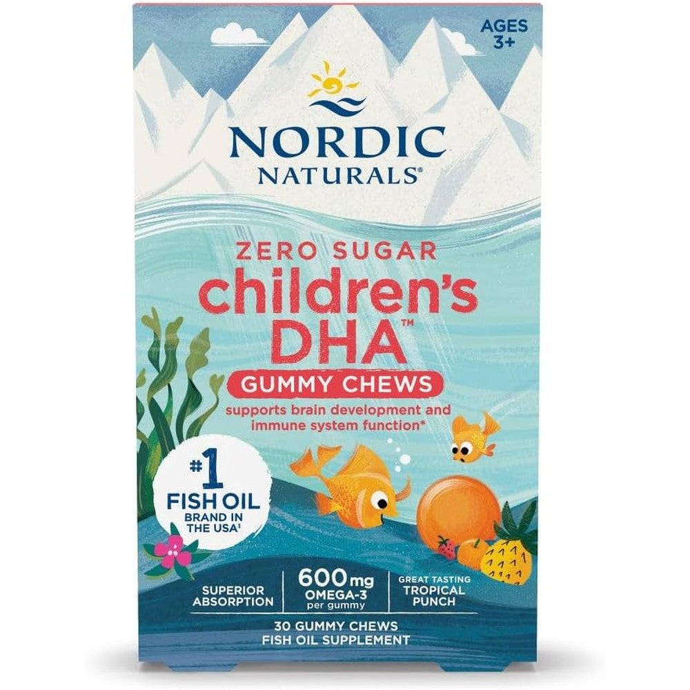 Nordic Naturals Zero Sugar Children's DHA Gummies Tropical Punch box front view