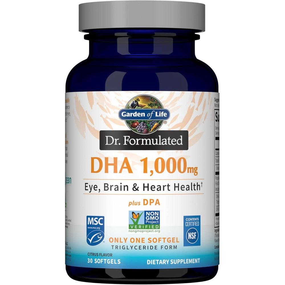 Garden of Life Dr Formulated DHA 1000 Milligrams bottle front view authentic USA imported fish oil