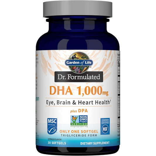 Garden of Life Dr Formulated DHA 1000 Milligrams bottle front view authentic USA imported fish oil