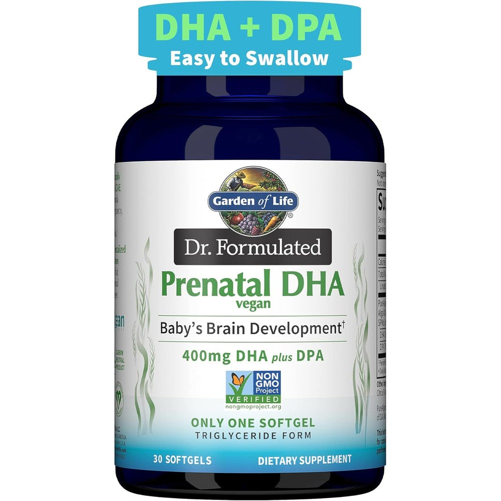Garden of Life Dr Formulated Prenatal Vegan DHA 30 softgels bottle front view