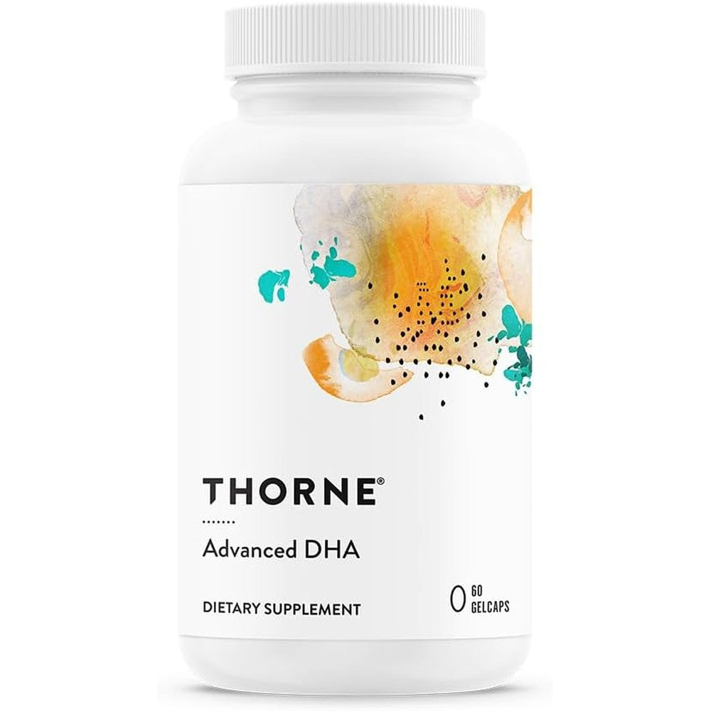 Thorne Advanced DHA 60 softgels front view for cognitive support.