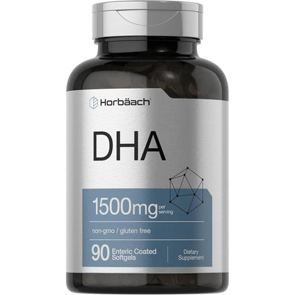 Horbaach DHA Supplement 1500mg 90 softgels front view bottle