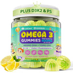 LILICARE Vegan Algae Kids Omega 3 DHA EPA Gummies front bottle packaging for children's brain health.