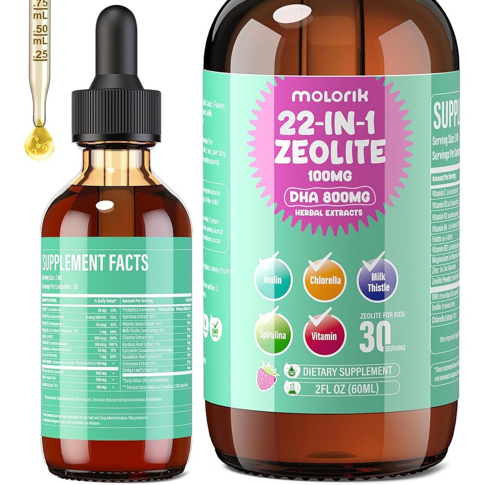 Molorik Pure Zeolite Herbal Detox Liquid front view for heavy metal cleansing
