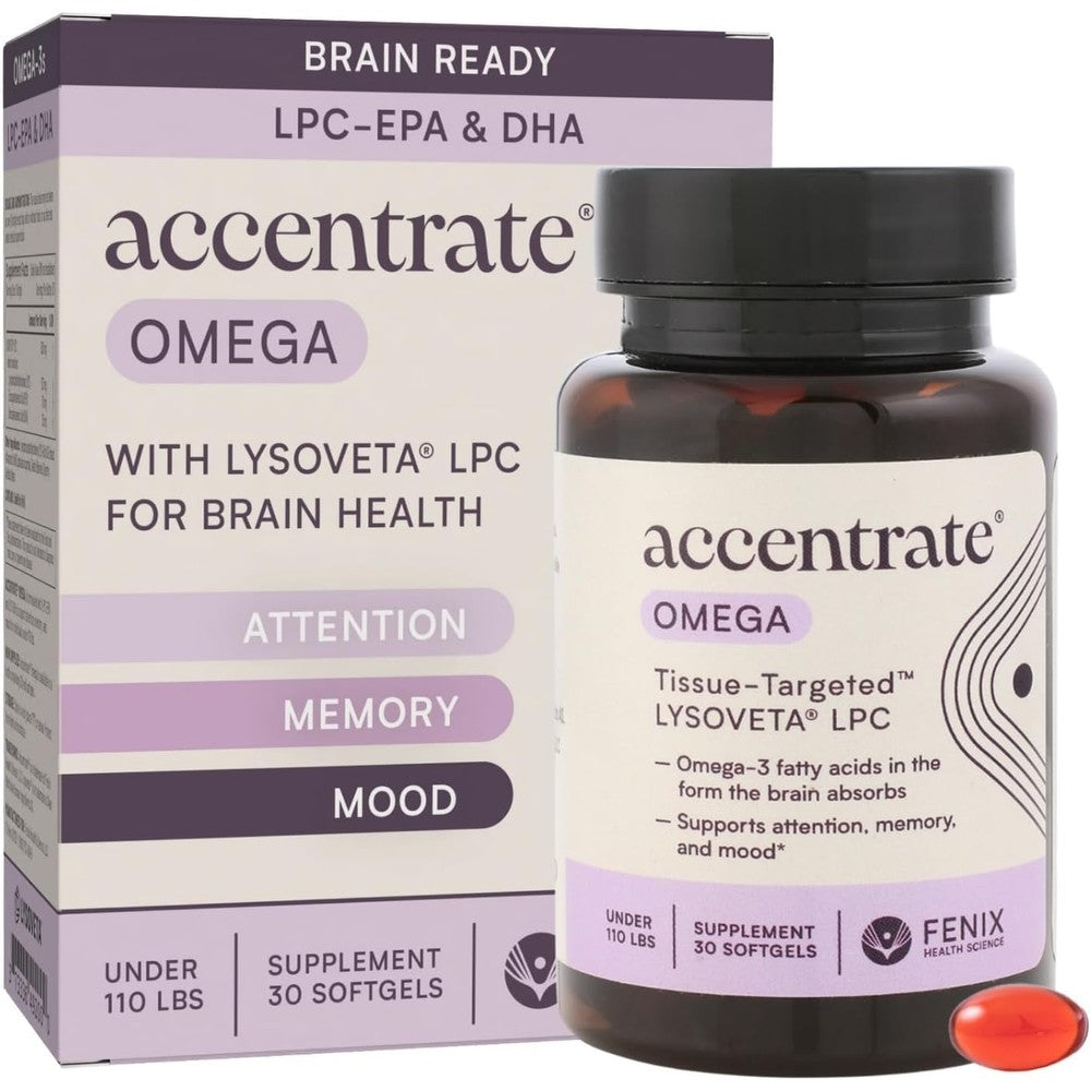 Accentrate Omega W Lysoveta LPC brain supplement bottle front view