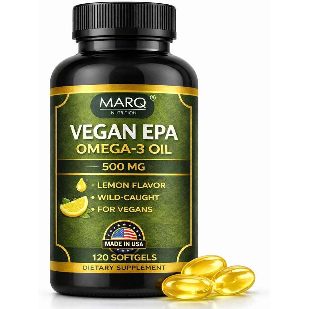 Marq Nutrition Vegan Epa 500mg Omega 3 softgels bottle front view