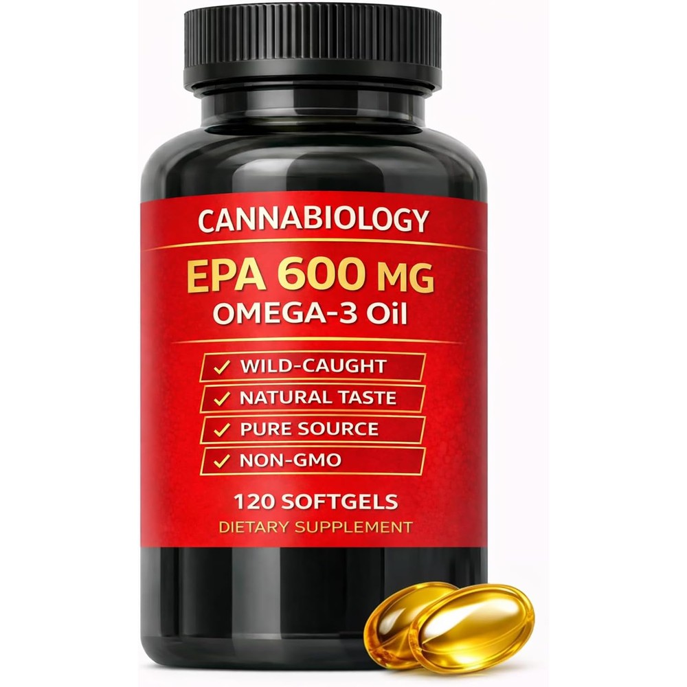Cannabiology Omega 3 Oil 120 Softgels front view bottle