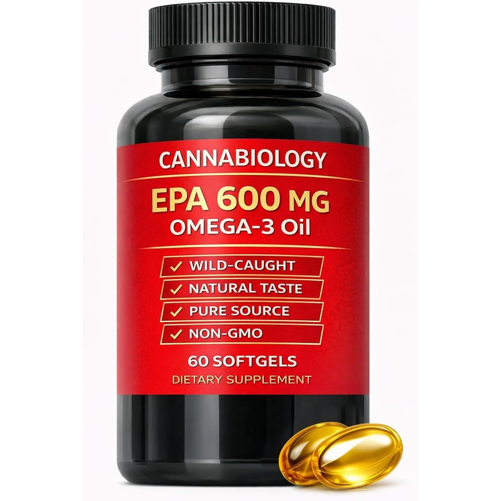 Cannabiology Omega 3 Oil 60 Softgels front view bottle