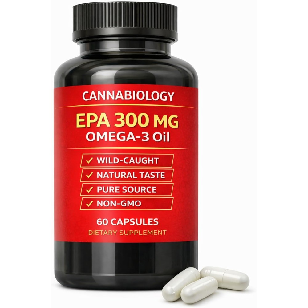 Ultra Cannabiology Omega-3 Fish Oil 300mg EPA 60 Capsules front view