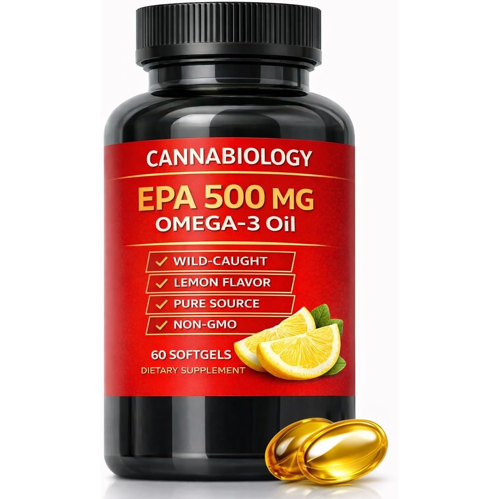 Cannabiology Omega-3 Oil 500mg EPA 60 Softgels front view