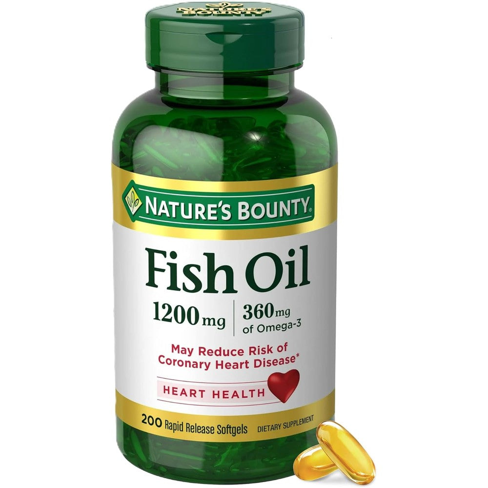 Nature's Bounty fish oil 1200mg softgels bottle front view