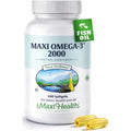 Maxi Health omega 3 fish oil bottle front view nutritional supplement