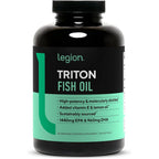 Legion Triton triple strength omega 3 fish oil supplement front view bottle