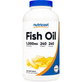 Nutricost fish oil omega 3 front view showing bottle and softgels