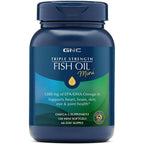 GNC Triple Strength Fish Oil Mini softgels bottle front view packaging