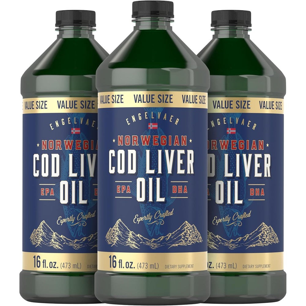 Carlyle Norwegian Cod Liver Oil premium liquid fish oil supplement front bottle view
