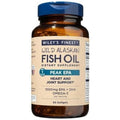 Wiley's Finest Peak EPA fish oil bottle front view showing 90 softgels and omega-3 content