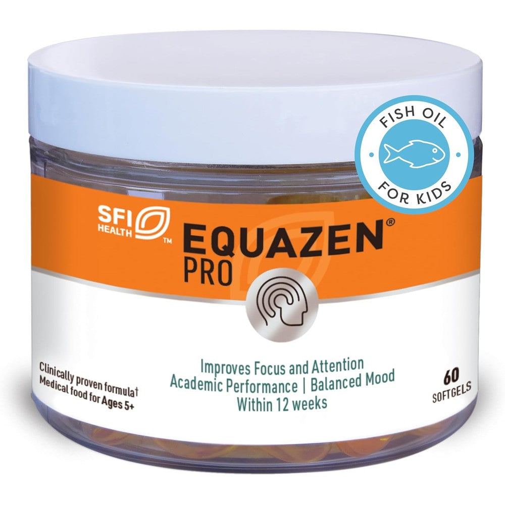 SFI Health Equazen Pro Kids 60 softgels front view bottle for children focus and mood support
