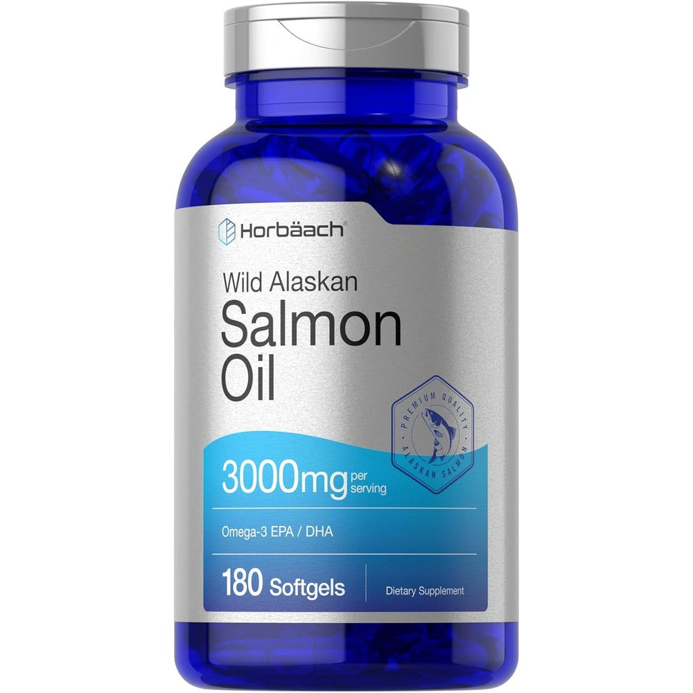 Horbaach Wild Alaskan Salmon Fish Oil front view bottle packaging